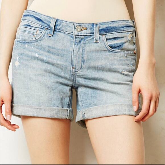Anthropologie Pilcro & the Letterpress Shorts Womens 27 Blue Stet Denim Distress - Picture 1 of 11